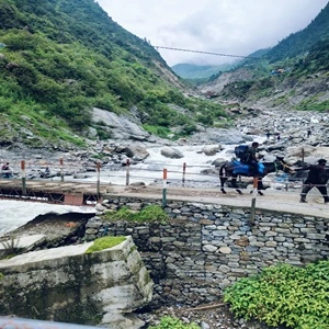 Beautiful twin bridge on Mandakini river, One of the best place for photo shoot during Kedarnath trek package